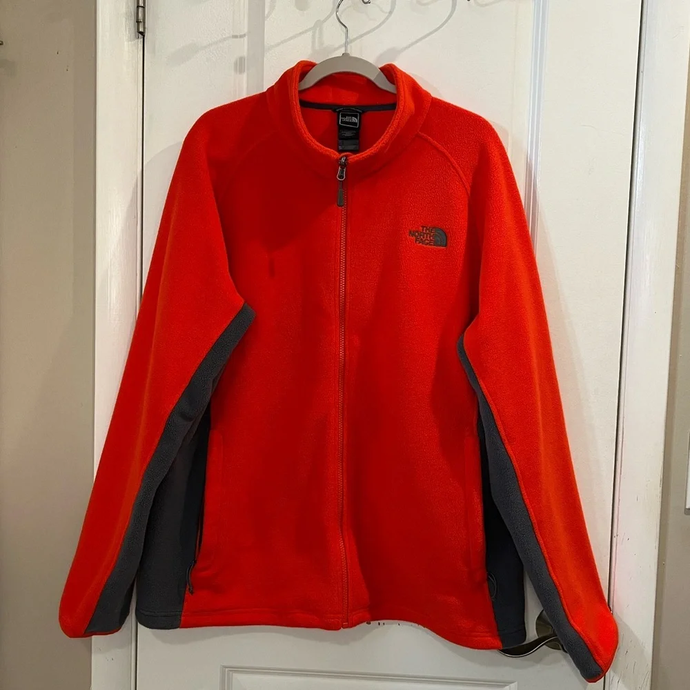 The North Face Men’s Two Tone Microfleece Active Zip Jacket Sz XL Orange Gray